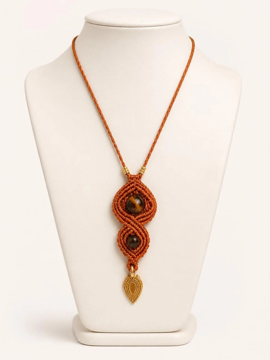 Guardian Terracotta - Tiger Eye Macramé Necklace