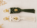 Macrame Keychain with Gold Shell