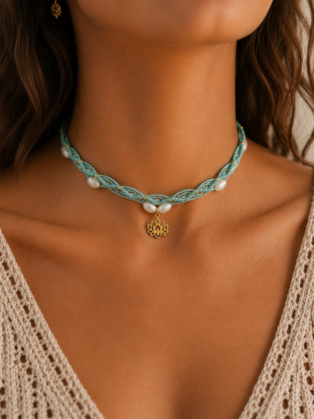 Mother of Pearl Lotus Flower Choker
