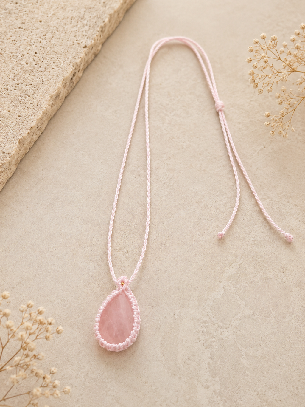 Rose Quartz energy Neklace - Light Pink