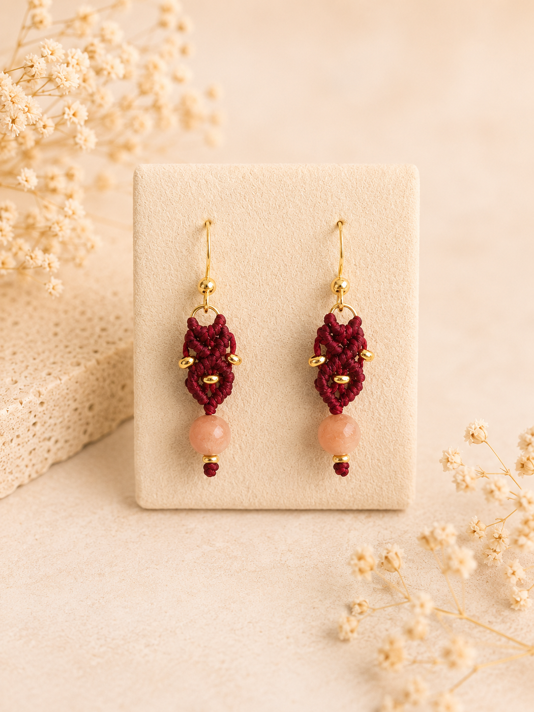 Aura Earrings - Sunstone - Burgundy
