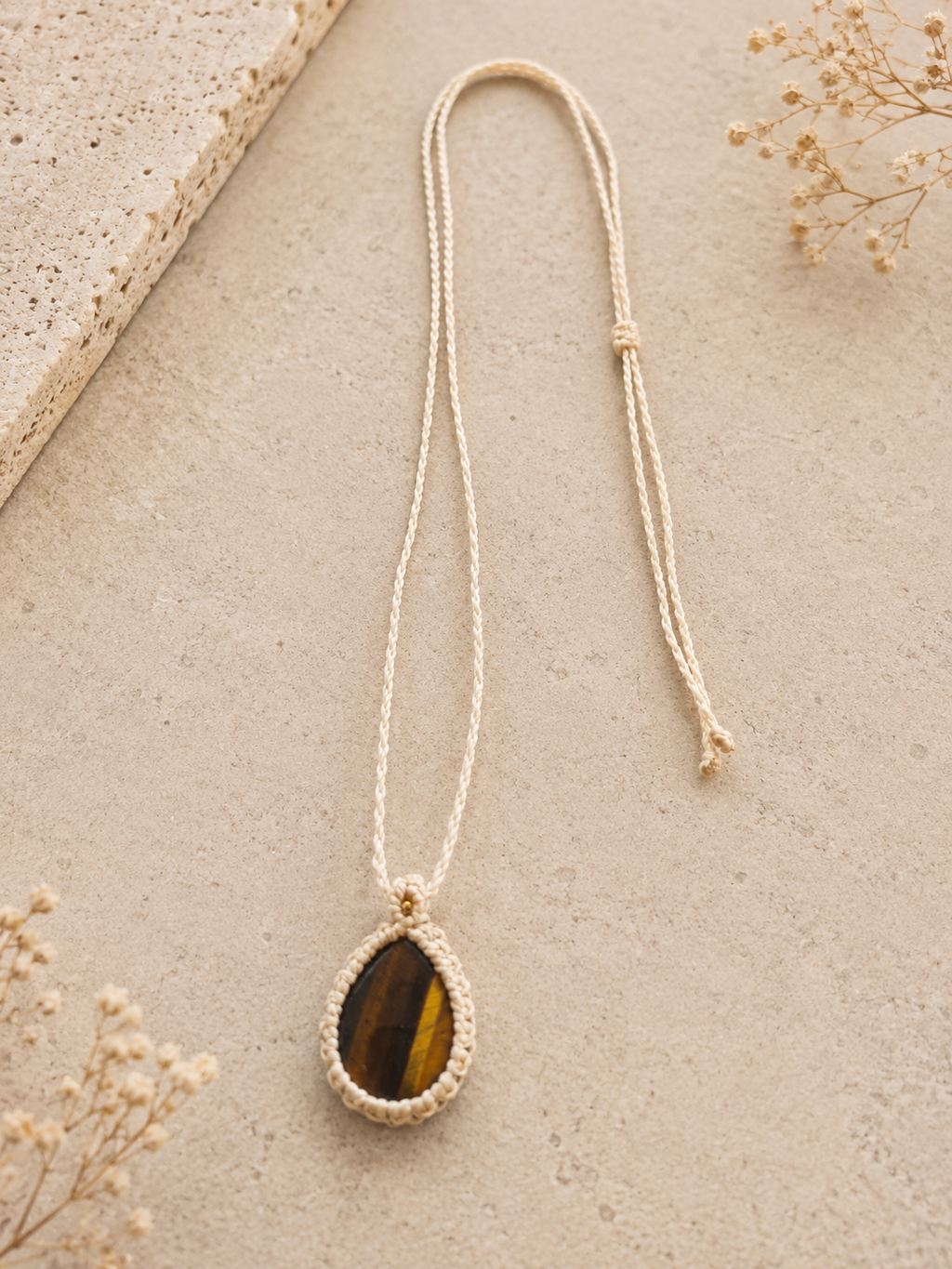 Tiger Eye Energy Necklace - Cream