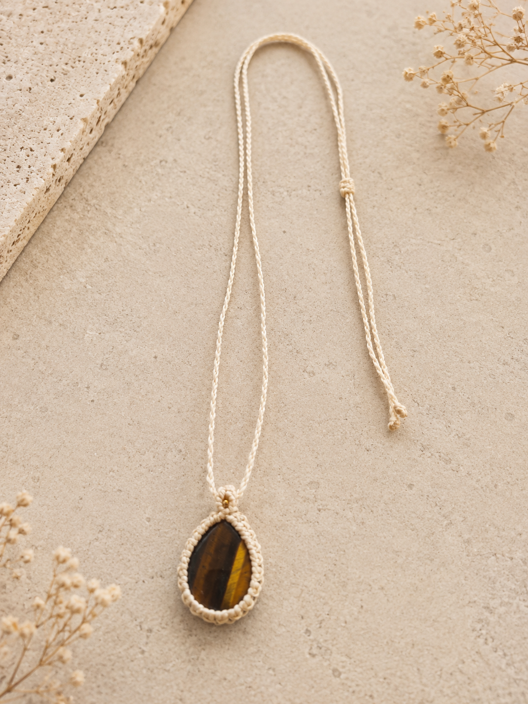 Tiger Eye Energy Necklace - Cream