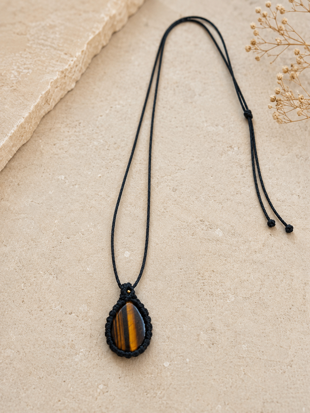 Tiger Eye Gemtone Necklace - Black