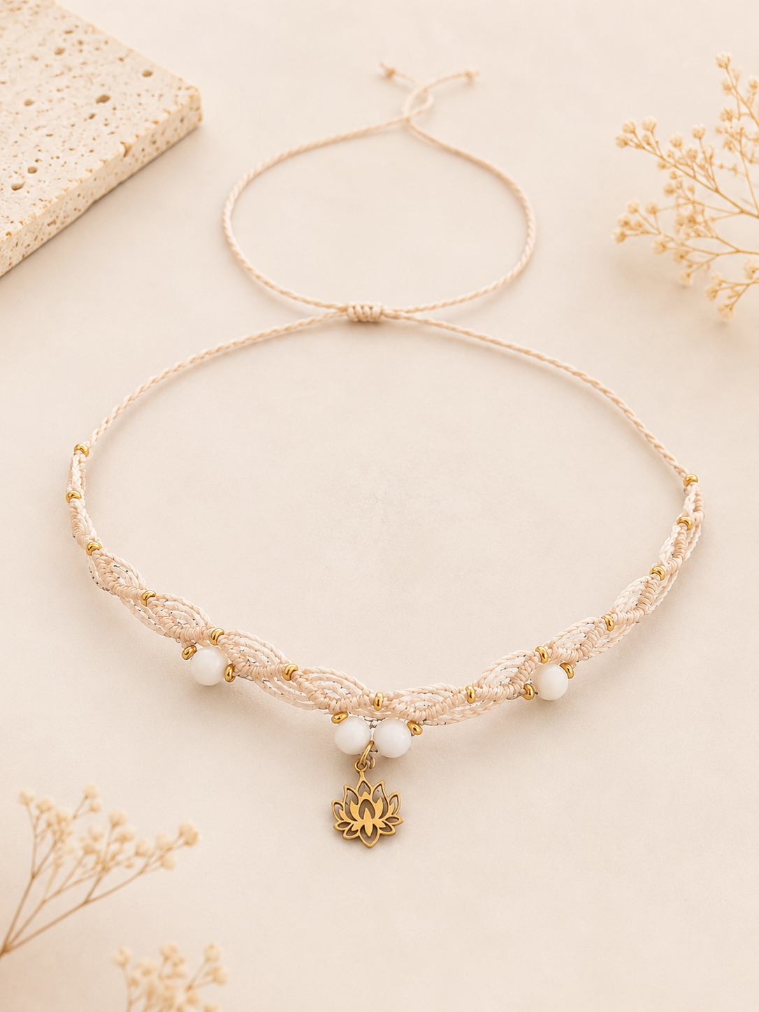 Mother of Pearl Lotus Flower Choker