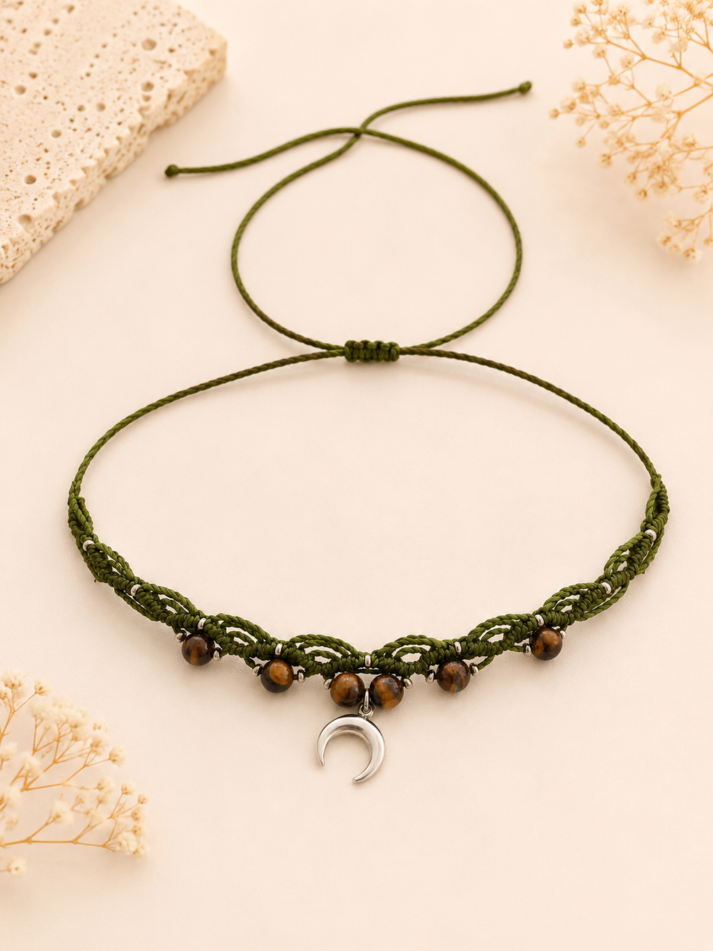 Tiger Eye Olive Half Moon Choker