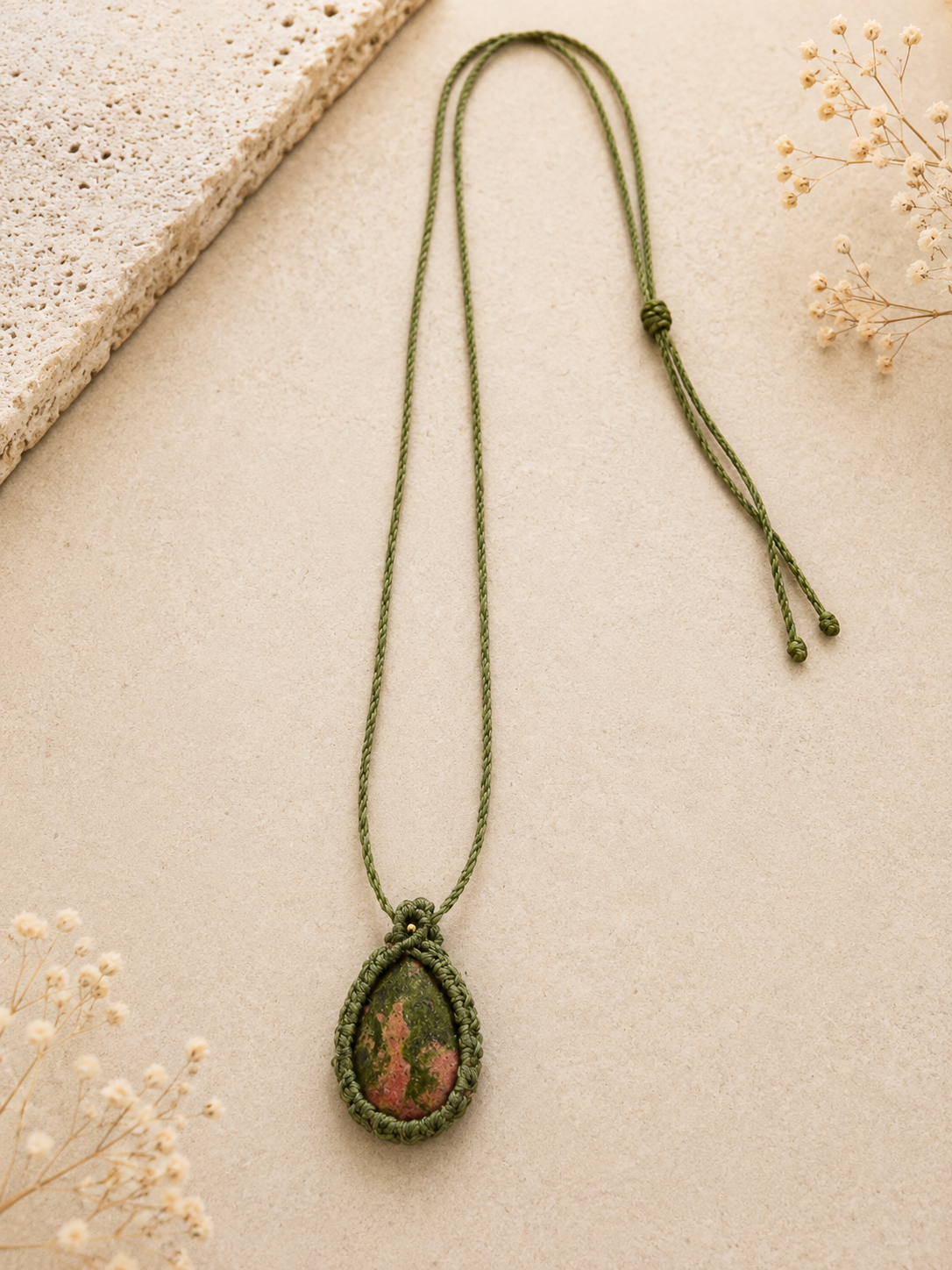 Unakite Energy Necklace - Green
