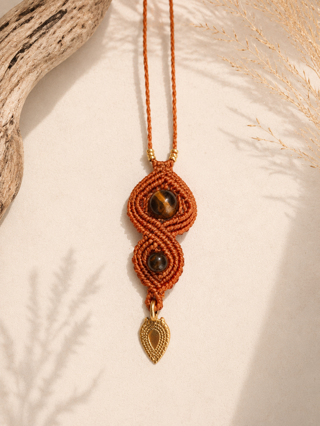 Guardian Terracotta - Tiger Eye Macramé Necklace