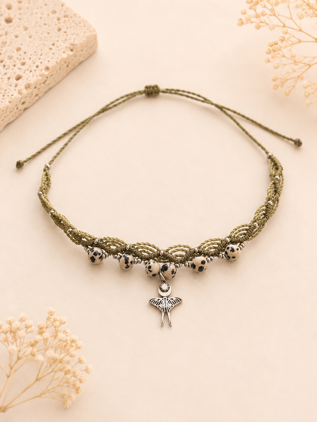 Dalmatian Jasper Moon Moth Choker