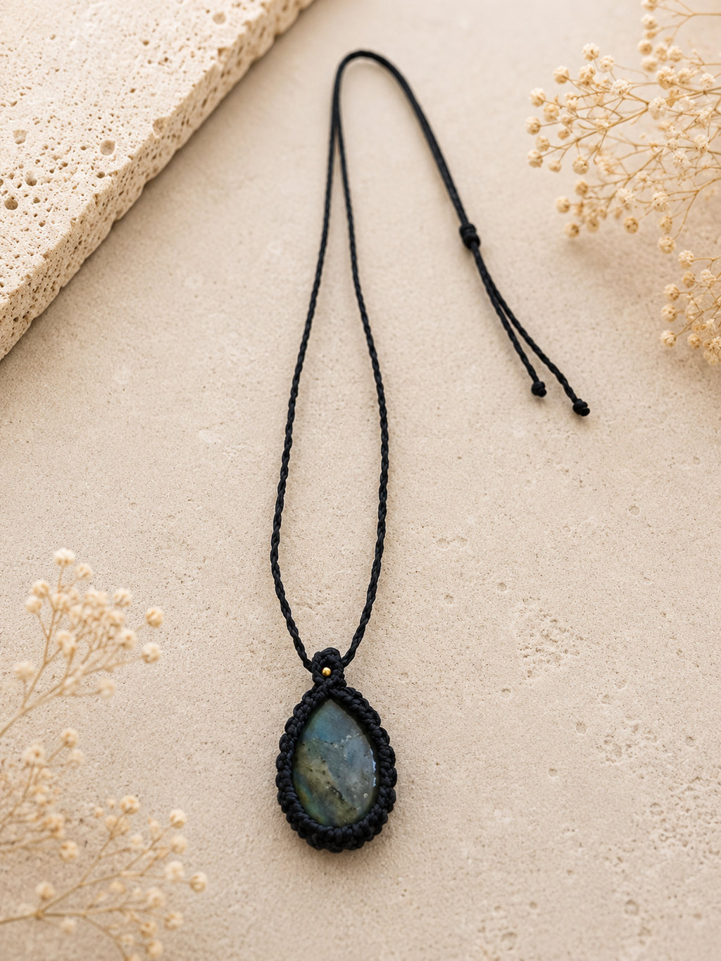 Labradorite Energy Necklace - Black